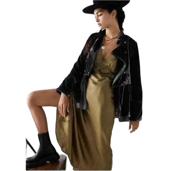 Free People Velvet Ebony Stunning Military Jacket - Picture 4 of 16